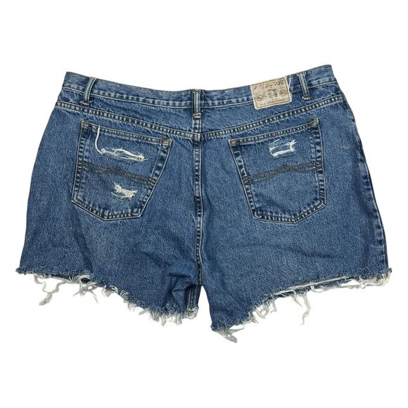 Bugle Boy VTG Distressed Cut Off High Rise Frayed Jean Denim Shorts 16/18 - Picture 2 of 6